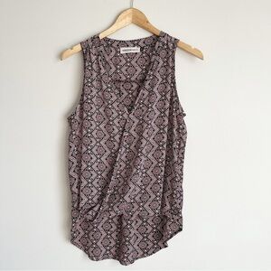 Veronica M Surplice Printed Sleeveless Blouse Top - Size Small
